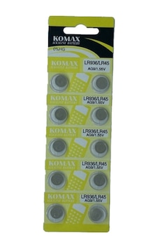 Komax Ag9 Lr936/Lr45/394 Alkalin 10'Lu Düğme Pil