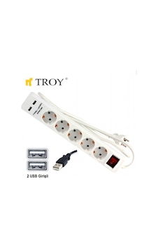 Troy 24025 Usb Girişli Beşli Grup Priz ve Uzatma Kablosu