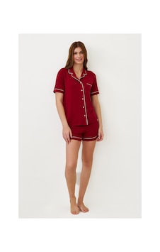 Katia&bony Kadın Luxury Düğmeli Şortlu Pijama Takımı Bordo Bordo Katia&bony Kadın Luxury Düğmeli Şortlu Pijama Takımı Bordo Bordo