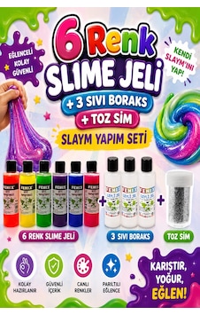 Slaym Yapım Seti 6 Adet Slime Jeli + 3 Adet Sıvı Boraks + 1 Adet Toz Sim Slaym Yapım Seti 6 Adet Slime Jeli + 3 Adet Sıvı Boraks + 1 Adet Toz Sim