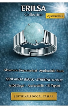 Erilsa Akuamarin Doğal Taş Ayarlanabilir Yüzük Çok Renkli Erilsa Akuamarin Doğal Taş Ayarlanabilir Yüzük Çok Renkli