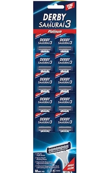 Derby Samurai3 Platinum Tıraş Bıçağı Kartela 10'lu Derby Samurai3 Platinum Tıraş Bıçağı Kartela 10'lu