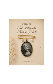 Kişiye Özel Tek Fotoğraflı Hatıra Çengeli - Vintage Anı Çengeli Altın Altın Kişiye Özel Tek Fotoğraflı Hatıra Çengeli - Vintage Anı Çengeli Altın Altın