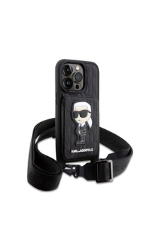 Apple Uyumlu iPhone 14 Pro Kılıf Karl Lagerfeld Boyun Askılı Kartlıklı Dizayn Kapak