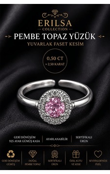 Sertifikalı Pembe Topaz Taşlı Ayarlamalı Geri Dönüşüm Gümüş Kasa Çok Renkli Sertifikalı Pembe Topaz Taşlı Ayarlamalı Geri Dönüşüm Gümüş Kasa Çok Renkli