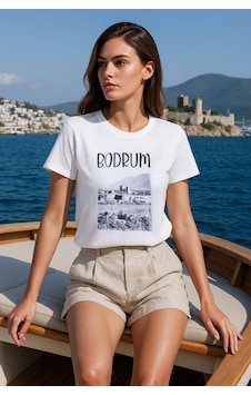 Markapia Woman Kadın Bisiklet Yaka %100 Pamuk Bodrum Baskılı Kısa Kollu T-shirt Beyaz S Markapia Woman Kadın Bisiklet Yaka %100 Pamuk Bodrum Baskılı Kısa Kollu T-shirt Beyaz S