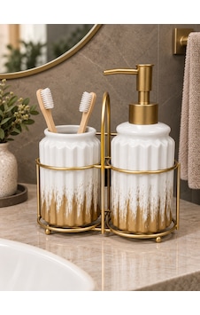 3 Parça Liva Banyo Seti - Beyaz Gold-7605 Çok renkli 3 Parça Liva Banyo Seti - Beyaz Gold-7605 Çok renkli