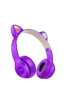 Mor Renk Kedi Kulağı Detaylı Uyumlu Bluetooth Kablosuz Kulaklık Çocuk Oyuncu Mor Renk Kedi Kulağı Detaylı Uyumlu Bluetooth Kablosuz Kulaklık Çocuk Oyuncu