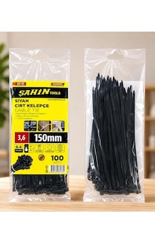 Şahin Tools 3,6 X 150 Mm Siyah Cırt Kelepçe Kablo Bağı 100 Adet Nylon Şahin Tools 3,6 X 150 Mm Siyah Cırt Kelepçe Kablo Bağı 100 Adet Nylon