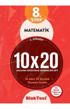 8.sınıf Bloktest 2.dönem Matematik 10x20 Kazanım Pekiştirme Denemeleri Seti