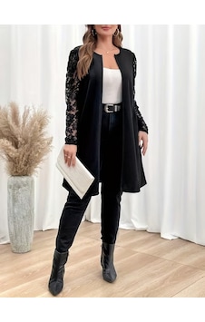 Butik İstanbul Kadın Uzun Kollu Dantel Detaylı Önü Açık Midi Modal Ceket Siyah Butik İstanbul Kadın Uzun Kollu Dantel Detaylı Önü Açık Midi Modal Ceket Siyah