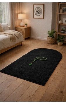 Raschel Carpet Dekoratif Yumuşak Yıkanabilir Diz Ağrıtmaz Kaymaz Taban Seccade Peluş Halı Namaz Halısı Siyah Raschel Carpet Dekoratif Yumuşak Yıkanabilir Diz Ağrıtmaz Kaymaz Taban Seccade Peluş Halı Namaz Halısı Siyah
