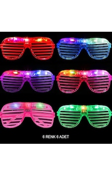 Bezos Işıklı Panjur Şeritli Led Parti Gözlüğü 6 Renk 6 Lı Set Bezos Işıklı Panjur Şeritli Led Parti Gözlüğü 6 Renk 6 Lı Set