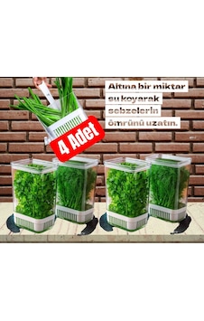 Yeşillik Saklama Kabı 4 Ad 2900ml Maydonoz,dereotu,tere Roka Yeşi