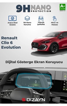 S-dizayn Renault Clio 6 Evolution 9h Nano Dijital Gösterge Ekran Koruyucu Parlak 2026 Üzeri A+ Kal
