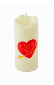 Glblseme Kalp I Love You Yazılı Işıklı Mum 12 Cm 215405 - Sarı Çok Renkli