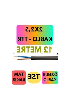 12 Metre Uzunlukta 2x2,5 Ttr Kablo, Siyah Renk