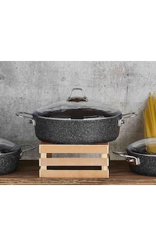 Falez Black Line Granit Döküm 22 CM Kısa Karnıyarık Tencere Siyah Falez Black Line Granit Döküm 22 CM Kısa Karnıyarık Tencere Siyah