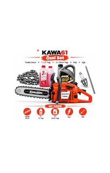 Algaride Kawa61 61.5cc Benzinli Motorlu Testere 3.9hp 3/8 36 Zincir Yedek Zincir 1l 2t Yağ 3l Zincir Yağı Buji Eğe Özel Set Kawashima Algaride Kawa61 61.5cc Benzinli Motorlu Testere 3.9hp 3/8 36 Zincir Yedek Zincir 1l 2t Yağ 3l Zincir Yağı Buji Eğe Özel Set Kawashima