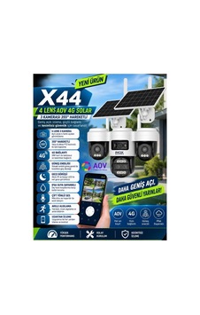 - X44 4 Lens Aov 4g Solar 3 Kameralı 355 Derece Hareketli Kamera