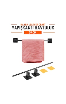 Yapışkanlı Metal Siyah Havluluk 39 Cm - Banyo Lavabo Mutfak Duvara Monte Delgisiz Vidalı Delmeden Kağıt Havlu Askısı - Paslanmaz Mat Siyah Uzun Bez Boru Askılık Standı Rayı Kağıtlık Rafı Düzenleyici Siyah Siyah