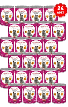 Ultravita Premium Yüksek Proteinli Sığırlı Konserve Yetişkin Kedi Maması 24 x 415 G Ultravita Premium Yüksek Proteinli Sığırlı Konserve Yetişkin Kedi Maması 24 x 415 G