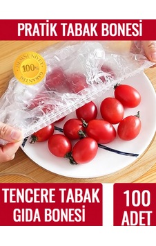 Dofix 100 Adet Pratik Tazeliği Koruyan Tabak Bonesi Çok Amaçlı Kapak Gıda Bonesi -40cm Şeffaf