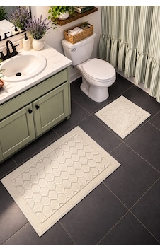 Sakura Sk015a Doğal Pamuk 2'li Banyo Paspas Seti 60x100 60x50cm Kaymaz Taban Makinada Yıkanabilir Kemik Sakura Sk015a Doğal Pamuk 2'li Banyo Paspas Seti 60x100 60x50cm Kaymaz Taban Makinada Yıkanabilir Kemik