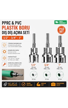 Pprc & Pvc Plastik Boru Dış Diş Açma Seti 3'lü Profesyonel Set 1/2" 3/4" 1" Pprc & Pvc Plastik Boru Dış Diş Açma Seti 3'lü Profesyonel Set 1/2" 3/4" 1"
