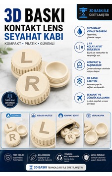3d Baskı Kontakt Lens Saklama Ve Seyahat Kabı L/r Vidalı Kapak - Krem 3d Baskı Kontakt Lens Saklama Ve Seyahat Kabı L/r Vidalı Kapak - Krem