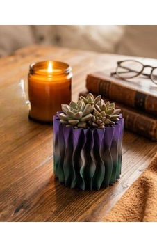 Yamanhobi Minimalist Dalgalı Tasarımlı Mor Dekoratif 3d Vazo Masa Dekoru Çok Renkli Yamanhobi Minimalist Dalgalı Tasarımlı Mor Dekoratif 3d Vazo Masa Dekoru Çok Renkli