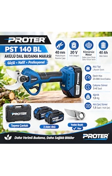Proter Pst 140 Bl Akülü Dal Budama Makası 35mm 20v 40ah Proter Pst 140 Bl Akülü Dal Budama Makası 35mm 20v 40ah