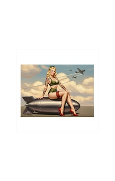 İkinci Dünya Savaşı Pin-up Kızı Tasarım Mdf Tablo