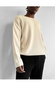 Elku Moda Erkek Oversize Triko Kazak Pamuklu Geniş Bisiklet Yaka Salaş Örgü Yeni Sezon Krem Elku Moda Erkek Oversize Triko Kazak Pamuklu Geniş Bisiklet Yaka Salaş Örgü Yeni Sezon Krem