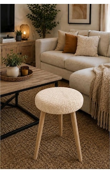 Solo Teddy Kumaş Kaplı Tabure Puf Makyaj Masası Mutfak Balkon Salon Ahşap Ayaklı Tabure Krem Krem Solo Teddy Kumaş Kaplı Tabure Puf Makyaj Masası Mutfak Balkon Salon Ahşap Ayaklı Tabure Krem Krem