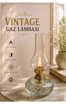 Dekoratif Cam Gaz Lambası Vintage Tasarım, Ortam Aydınlatma, Şık Ev Dekoru Dekoratif Cam Gaz Lambası Vintage Tasarım, Ortam Aydınlatma, Şık Ev Dekoru
