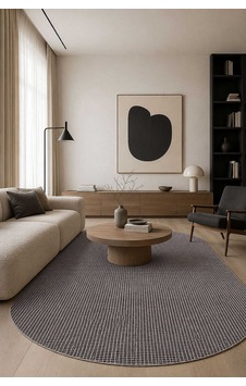 Divan Şönil Pamuklu Tek Renk Desensiz Kilim Oval Halı Hr-1941 Antrasit Divan Şönil Pamuklu Tek Renk Desensiz Kilim Oval Halı Hr-1941 Antrasit