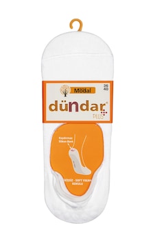 Dündar Unisex Beyaz 6'lı Modal Silikonlu Babet Çorap Beyaz