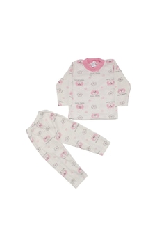 Bebegen Kız Çocuk Beyaz Pembe Yıldızlı Ayılı Desenli 2'li Pijama Takımı Çok Renkli Bebegen Kız Çocuk Beyaz Pembe Yıldızlı Ayılı Desenli 2'li Pijama Takımı Çok Renkli