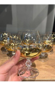 Bohemia Gold Ayaklı Bombeli Meşrubat Bardağı Altın - Şeffaf Bohemia Gold Ayaklı Bombeli Meşrubat Bardağı Altın - Şeffaf