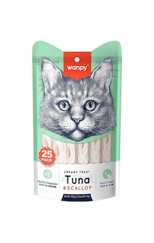 Wanpy Ton Balıklı ve Deniz Taraklı Sıvı Krema Kedi Ödülü 25 x 14 G Wanpy Ton Balıklı ve Deniz Taraklı Sıvı Krema Kedi Ödülü 25 x 14 G