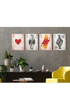 Bk Home İskambil Tasarımlı 4'lü Kanvas Tablo 30x50cm-5 Bk Home İskambil Tasarımlı 4'lü Kanvas Tablo 30x50cm-5
