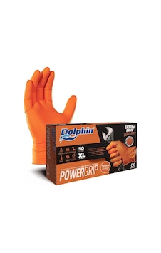 Dolphin Nitril Powergrip Ekstra Kalın Elmas Dokulu Eldiven Turuncu Xl Büyük Boy - 50'li Paket Dolphin Nitril Powergrip Ekstra Kalın Elmas Dokulu Eldiven Turuncu Xl Büyük Boy - 50'li Paket