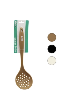 Silikon Kevgir - 28.5 Cm Boyut - Renkli Silikon Saplı Açık Bej