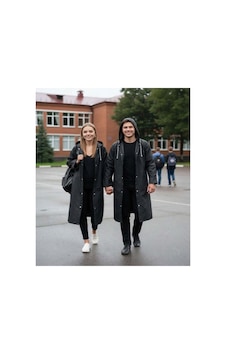 Lilymoon Unisex Su Geçirmez Uzun Yağmurluk Şeffaf Siyah Lilymoon Unisex Su Geçirmez Uzun Yağmurluk Şeffaf Siyah