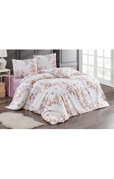 Çift Kişilik Nevresim Takımı 200x220cm 4 Yastık Kılıfı Lastikli Çarşaflı 180x200+25 Beyaz - Mor Çift Kişilik Nevresim Takımı 200x220cm 4 Yastık Kılıfı Lastikli Çarşaflı 180x200+25 Beyaz - Mor