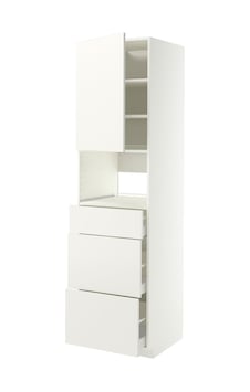 Fırın-mikrodalga Fırın Boy Dolabı, Veddınge Beyaz, 60x60x220 Cm, 1 Kapaklı Ve 3 Çekmeceli Fırın-mikrodalga Fırın Boy Dolabı, Veddınge Beyaz, 60x60x220 Cm, 1 Kapaklı Ve 3 Çekmeceli