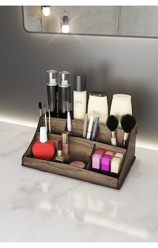 Bella Small Ahşap Makyaj Takı Banyo Kozmetik Düzenleyici Organizer Ceviz Bej - 193776744 Bej