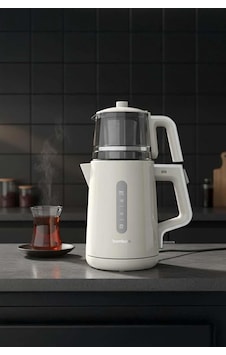 Cam Demlikli Çay Makinesi Krem Renk 1850 W Cam Demlikli Çay Makinesi Krem Renk 1850 W