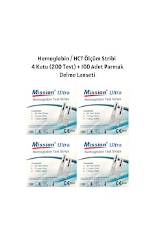Mission Ultra Hemoglobin Hct Ölçüm Stribi 200 Test Mission Ultra Hemoglobin Hct Ölçüm Stribi 200 Test